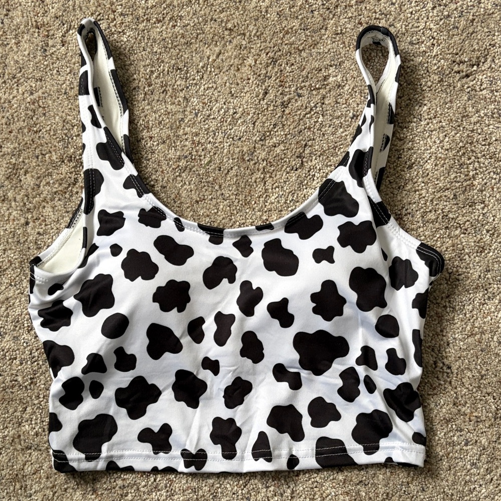 Black and White Cow Print Women's Top